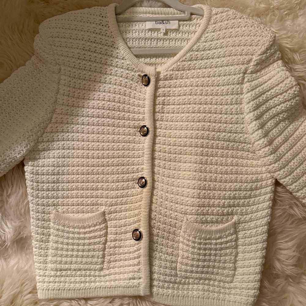 Ba&sh Cream Textured Cardigan